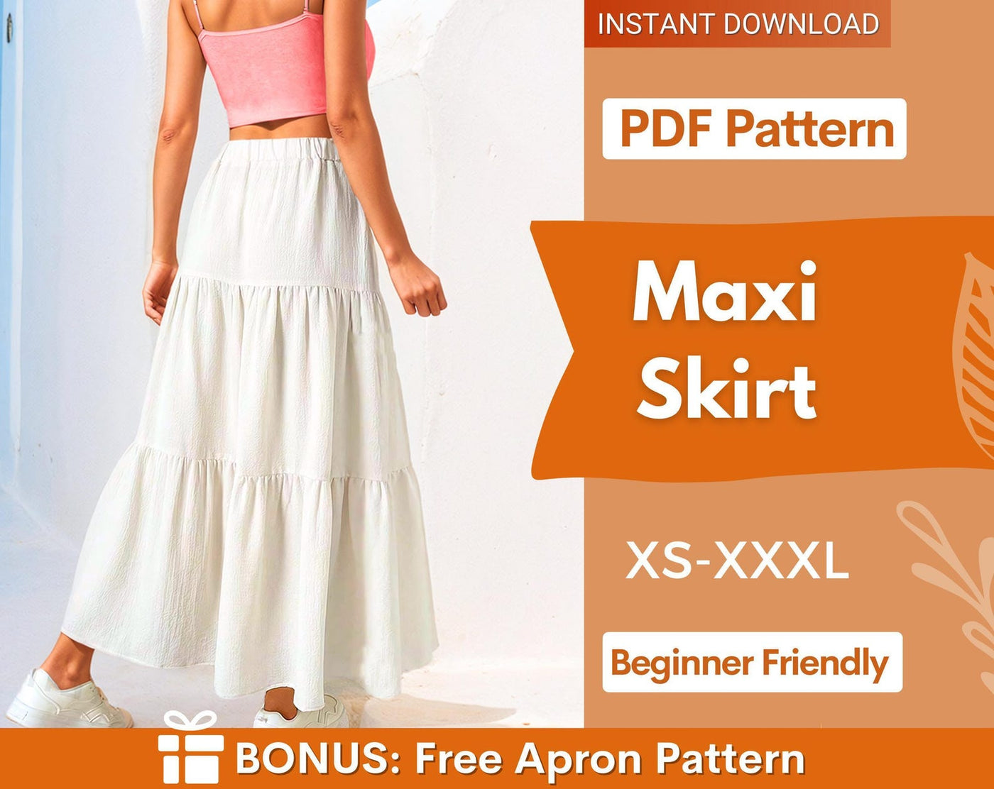 Maxi Skirt Sewing Pattern | Skirt Pattern | Women Skirt Pattern | Sewing Patterns | Women Sewing Pattern, Long Skirt Pattern
