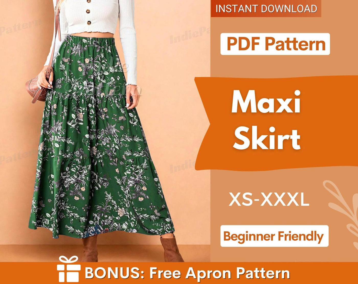 Maxi Skirt Pattern | XS-XXXL | Skirt PDF Sewing Pattern | Skirt Pattern | Beginner Sewing Pattern | Women Sewing Pattern