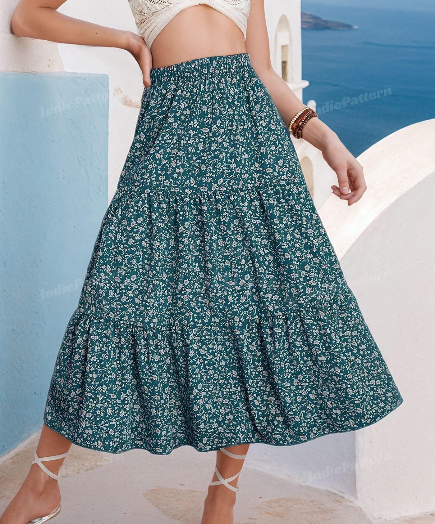 Tiered Skirt Sewing Pattern for Women PDF | Skirt PDF Sewing Pattern | Long Skirt Pattern | Beginner Sewing Pattern | Women