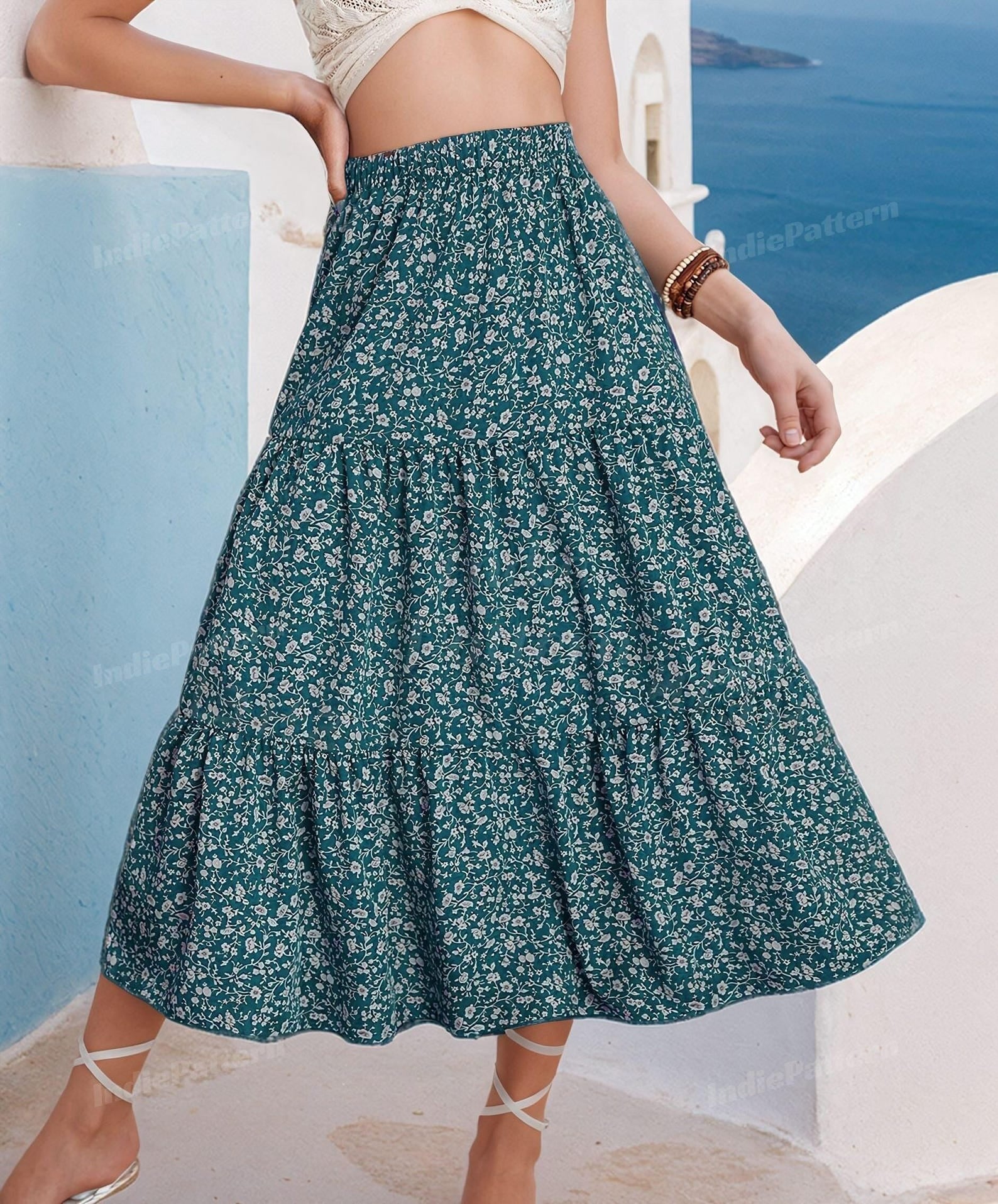 Tiered Skirt Sewing Pattern for Women PDF | Skirt PDF Sewing Pattern | Long Skirt Pattern | Beginner Sewing Pattern | Women