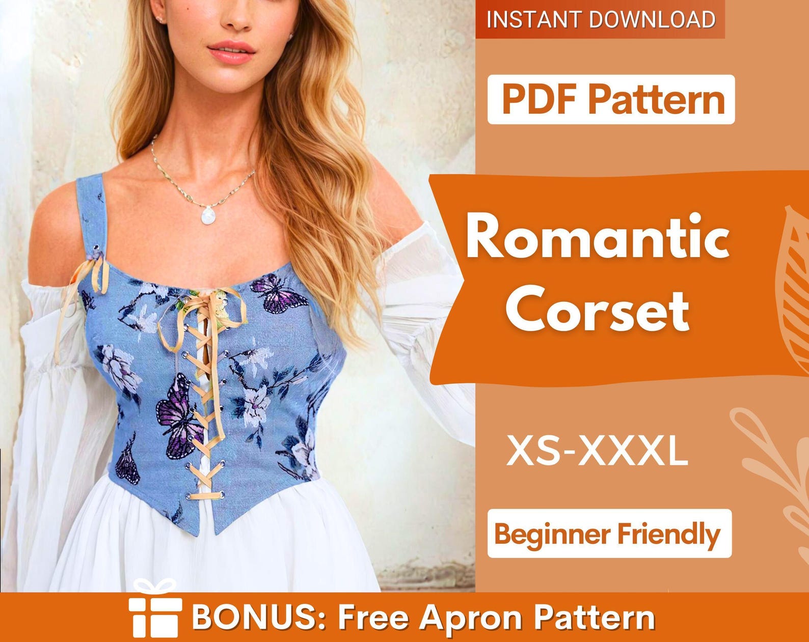 Corset Pattern | Corset Top Sewing Pattern | Cottagecore corset pattern | Corset Sewing Pattern | Sewing Patterns | Women