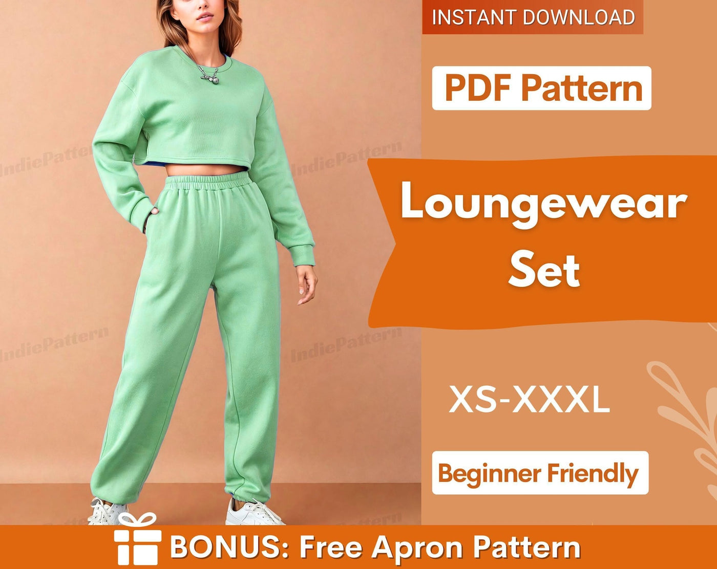 Loungewear Set Pattern, Sweat Set Pattern, Jogger Sewing Pattern, Women's Sweatpants Sewing Pattern Pants, Easy Joggers