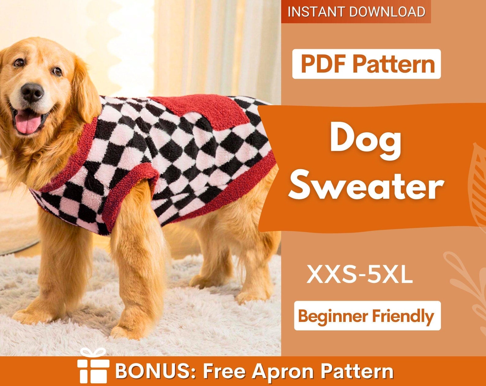 Dog Sweater Pattern, Dog Pattern, Dog Sewing Pattern, Dog Vest, Pattern for dog, Dog Jacket Pattern, Dog Top Pattern, Dog