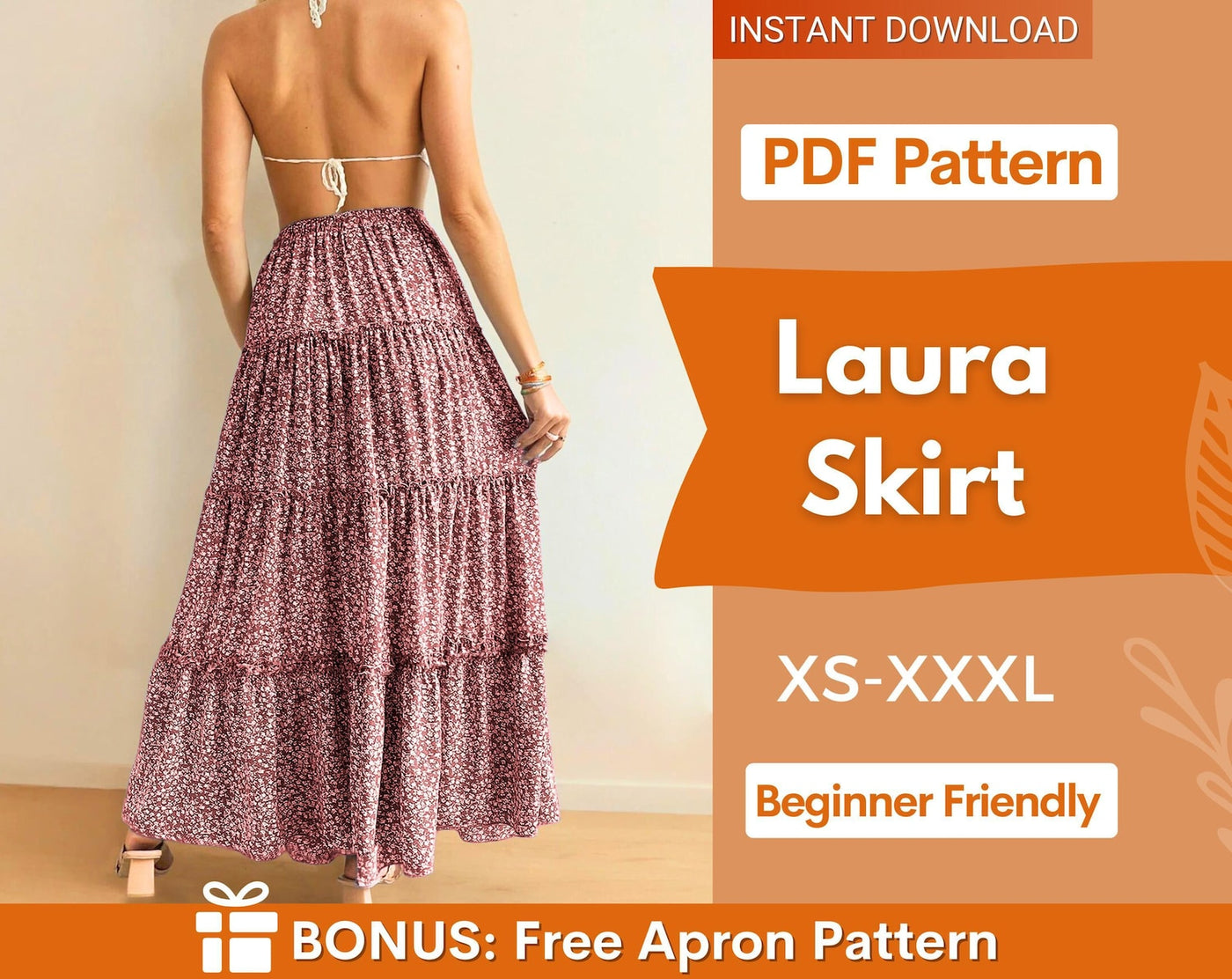 Tiered Maxi Skirt Pattern | Skirt Sewing Pattern | Women Skirt Pattern | Sewing Patterns | Women Patterns, Long Skirt