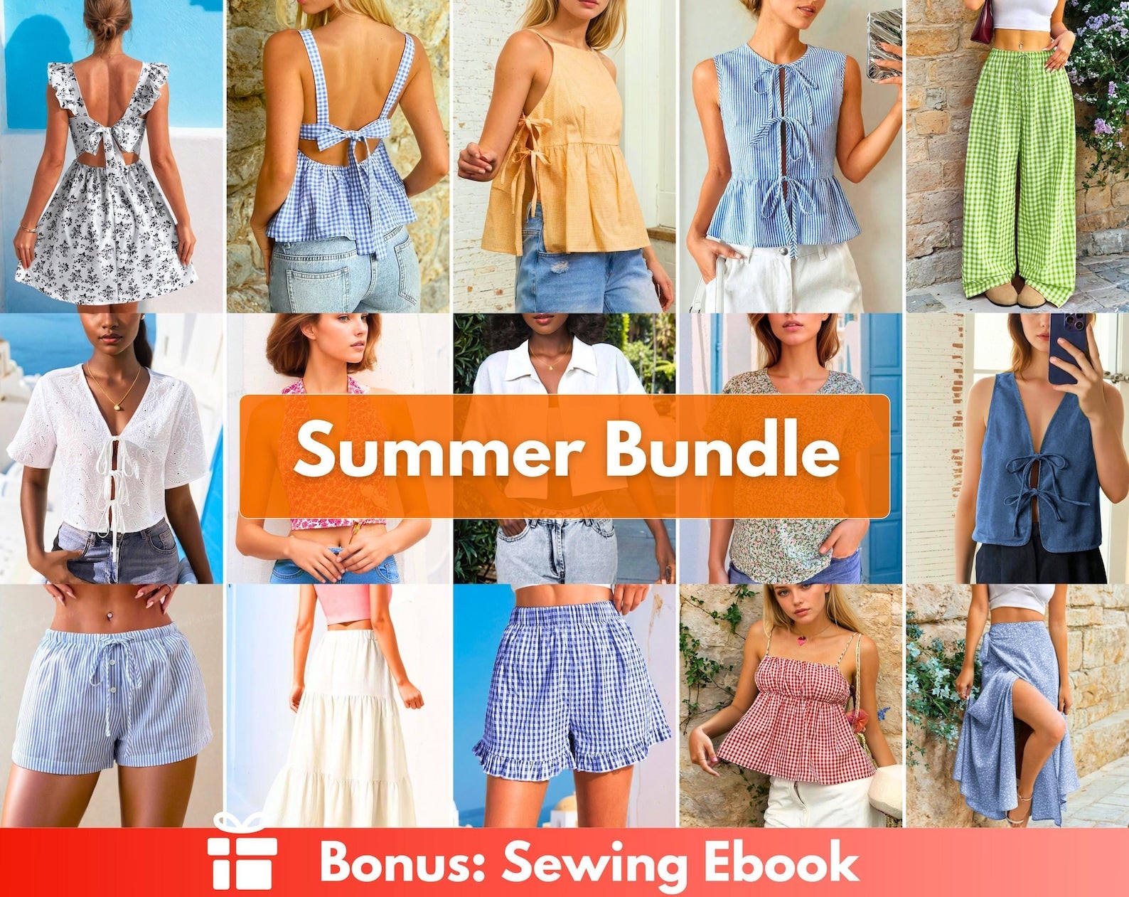 Summer Patterns Bundle | Women Sewing Patterns | Beginner Patterns | Dress Pattern | Pants Sewing Patterns | Skirt Pattern |