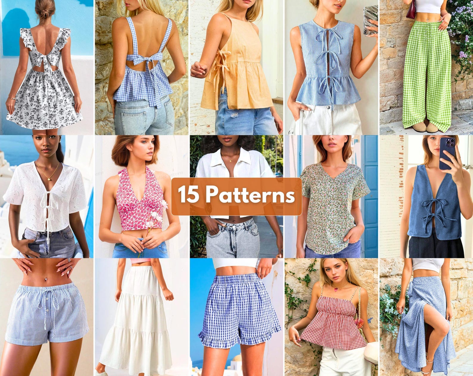 Summer Patterns Bundle | Women Sewing Patterns | Beginner Patterns | Dress Pattern | Pants Sewing Patterns | Skirt Pattern |