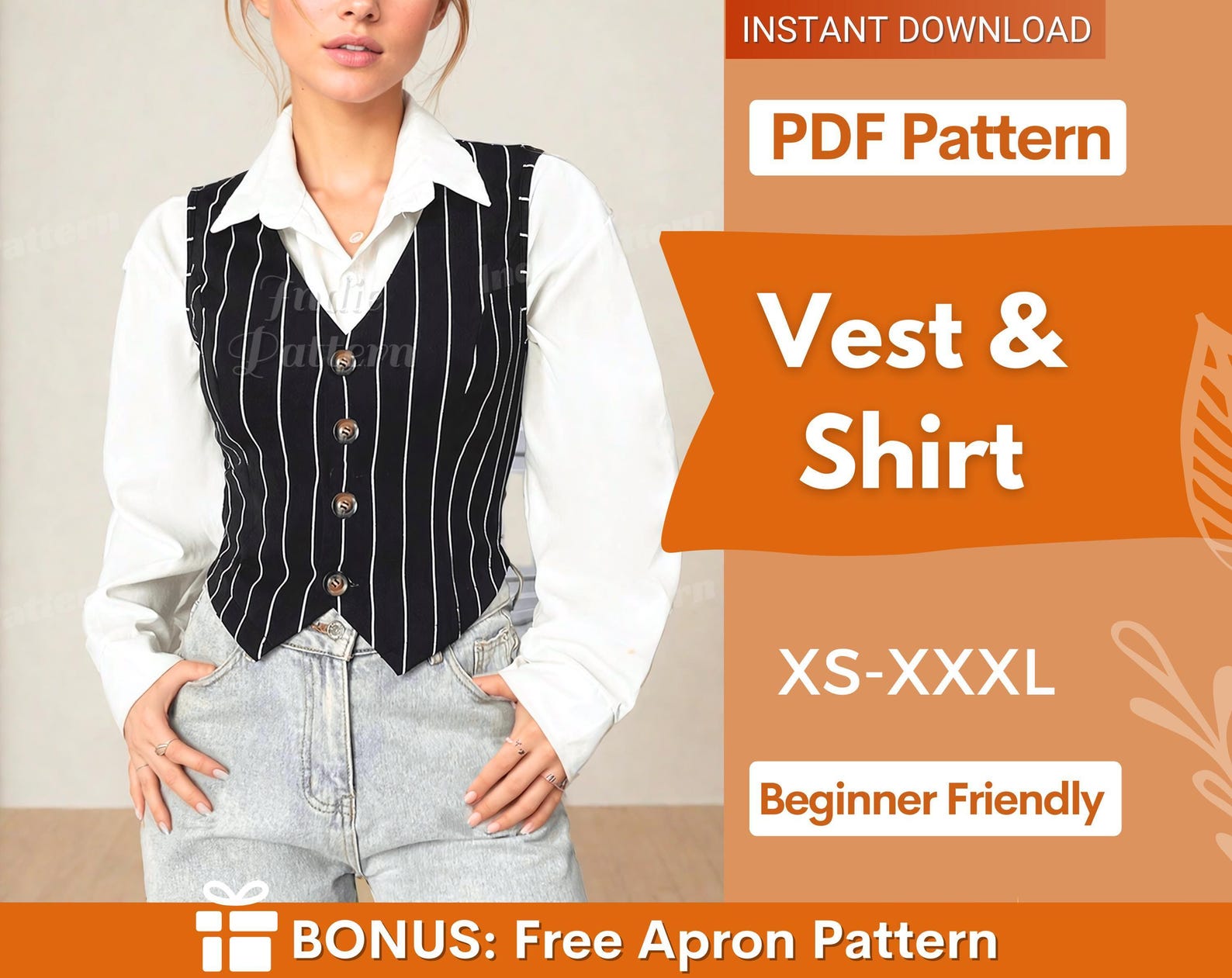 Vest & Shirt Sewing Pattern | Sewing Pattern for Women | Sewing Patterns | Vest Pattern | Shirt Pattern | Sewing Patterns
