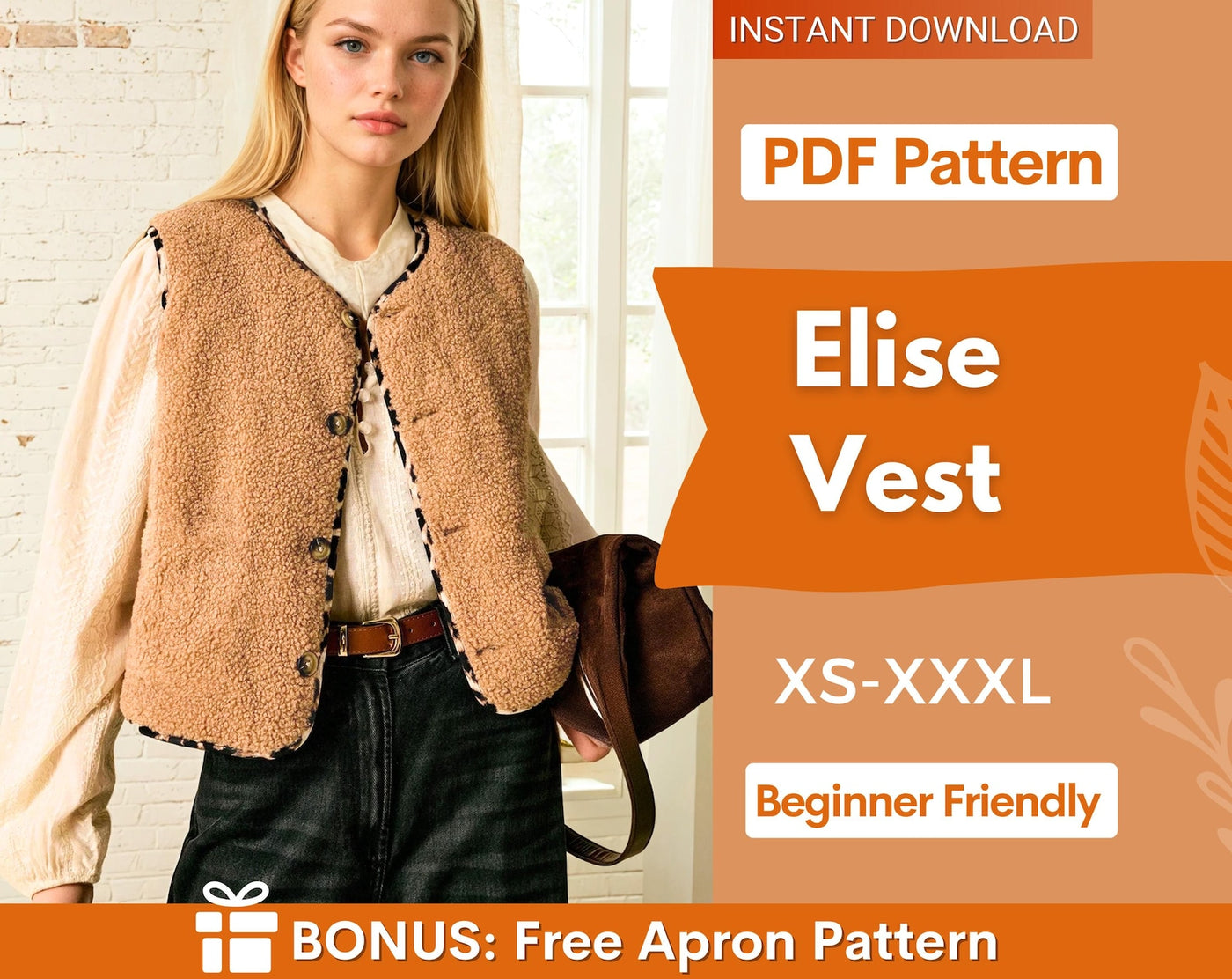 Teddy Vest Sewing Pattern | Top Pattern | Vest Pattern | Top sewing pattern | Women Sewing Patterns | Teddy Vest Women