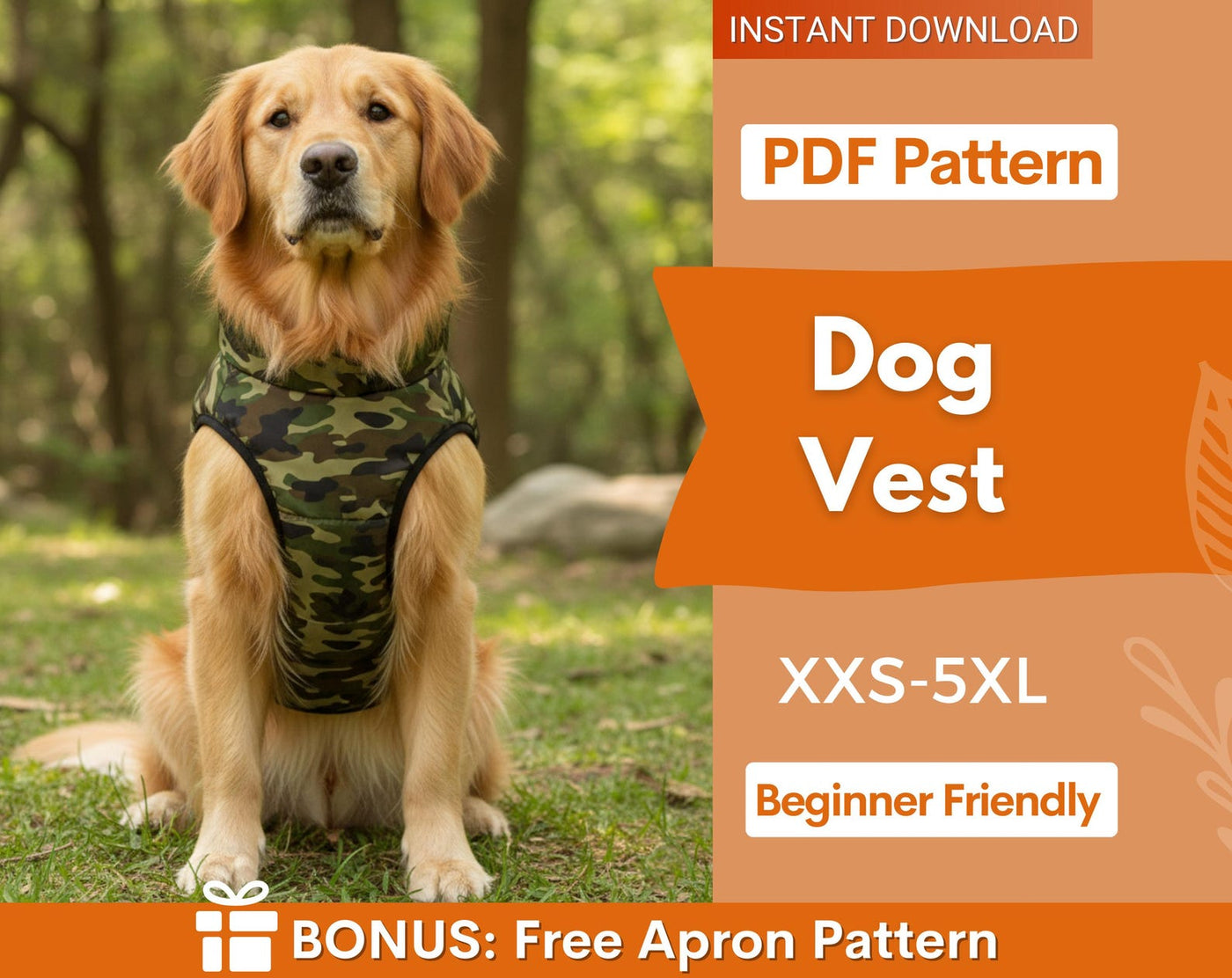 Dog Vest Pattern, Dog Pattern, Dog Sewing Pattern, Dog Coat, Pattern for dog, Dog Jacket Pattern, Dog Top Pattern, Dog