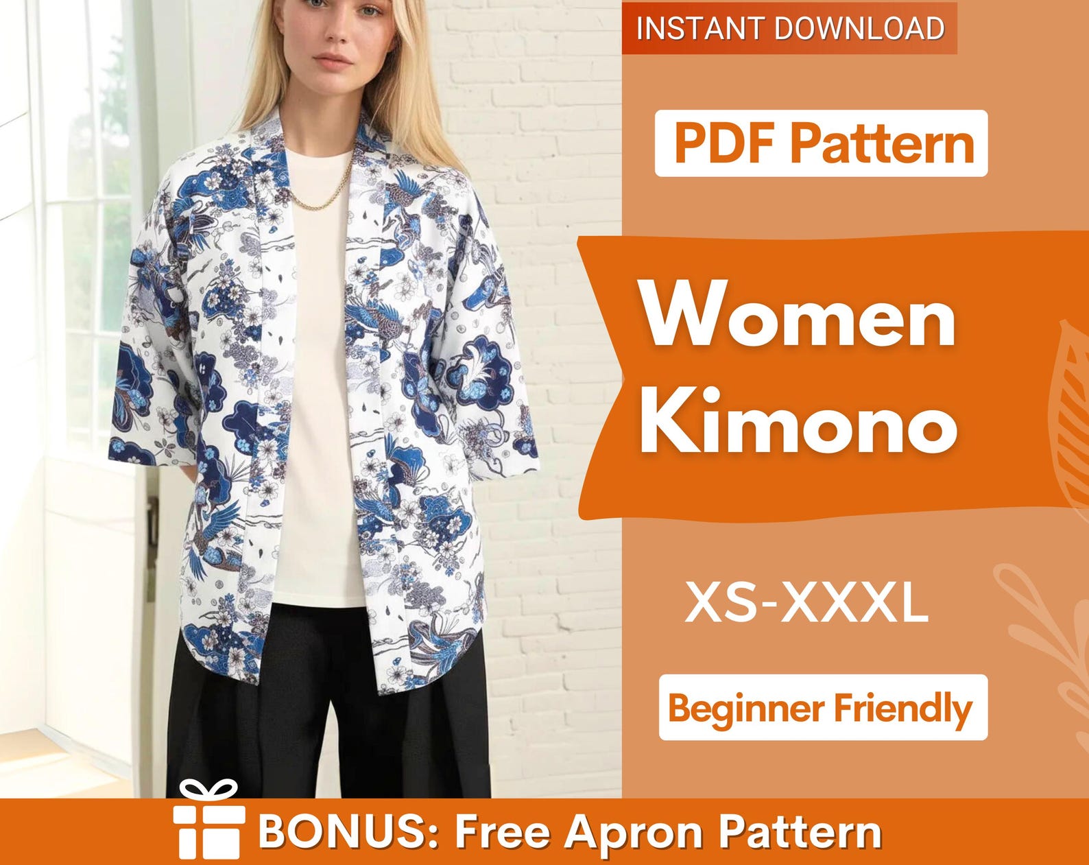 Kimono Sewing Pattern, Short Kimono Pattern for Women, Kimono Pattern, Sewing Pattern for Women, Women Shirt Pattern, Robe