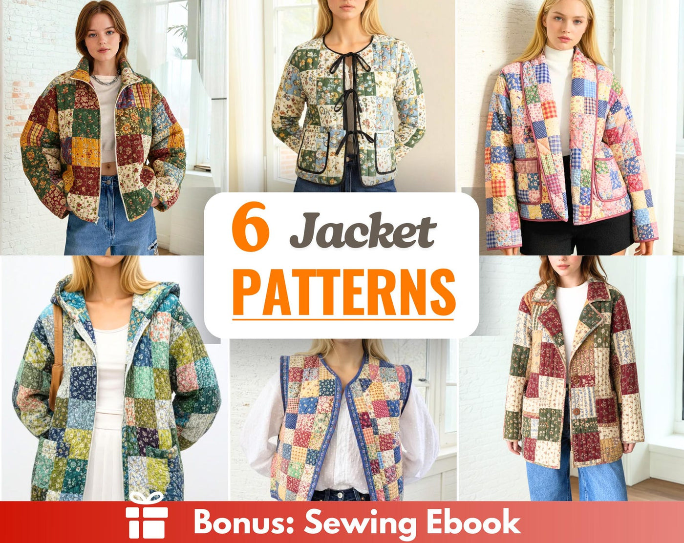 Quilted Jacket Sewing Patterns | Women Sewing Patterns | Jacket Sewing Pattern | Vest Pattern | Patchwork Patterns | Quilted