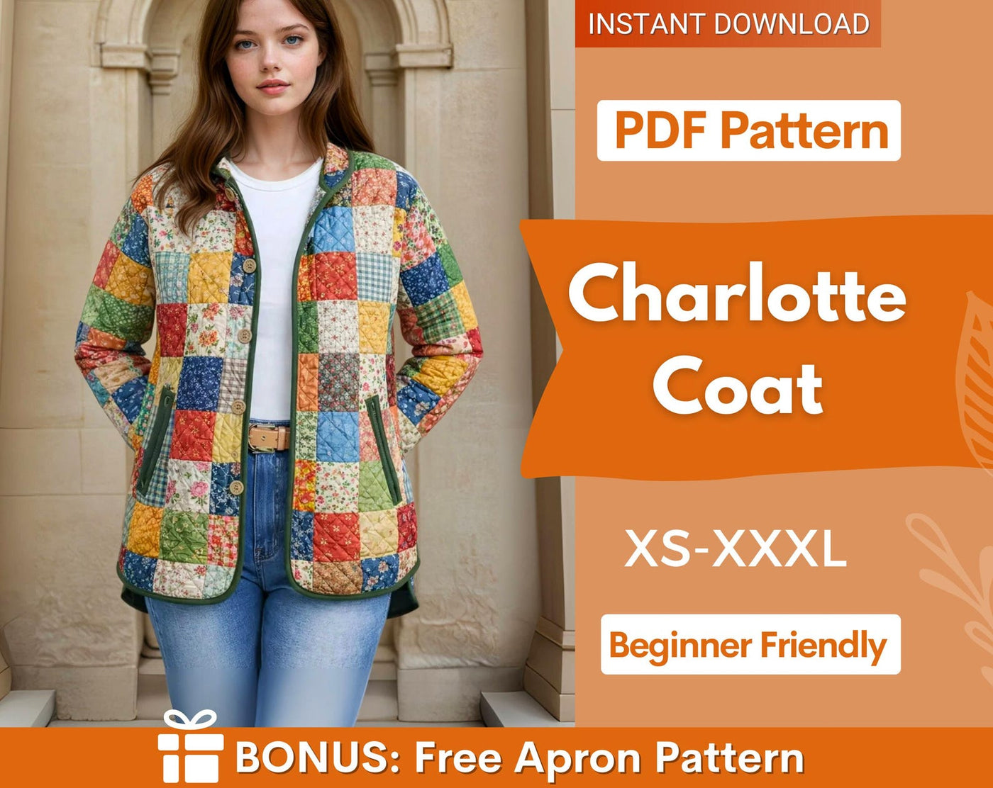 Quilted Coat with Hoodie Sewing Pattern | Quilted Jacket Pattern | Sewing Patterns | Quilted Sewing Pattern | Hooded Jacket |