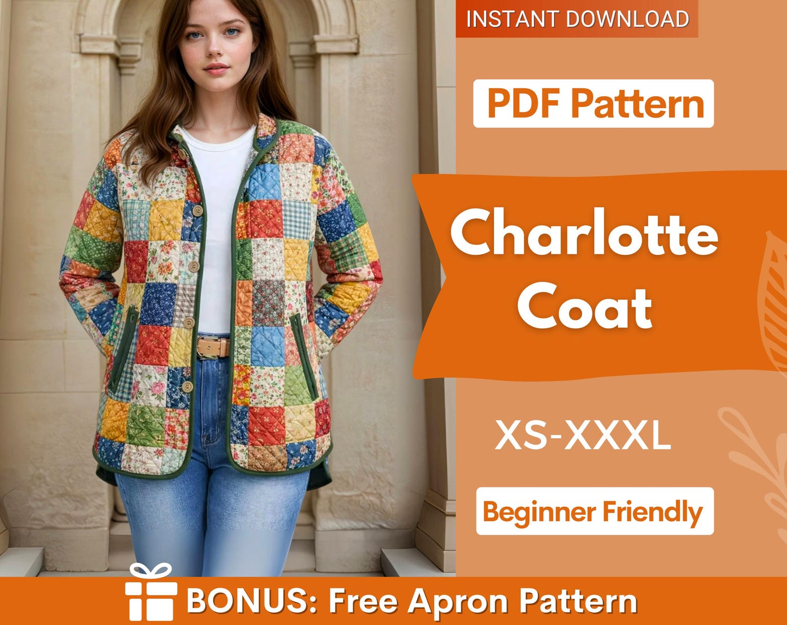 Quilted Coat with Hoodie Sewing Pattern | Quilted Jacket Pattern | Sewing Patterns | Quilted Sewing Pattern | Hooded Jacket |