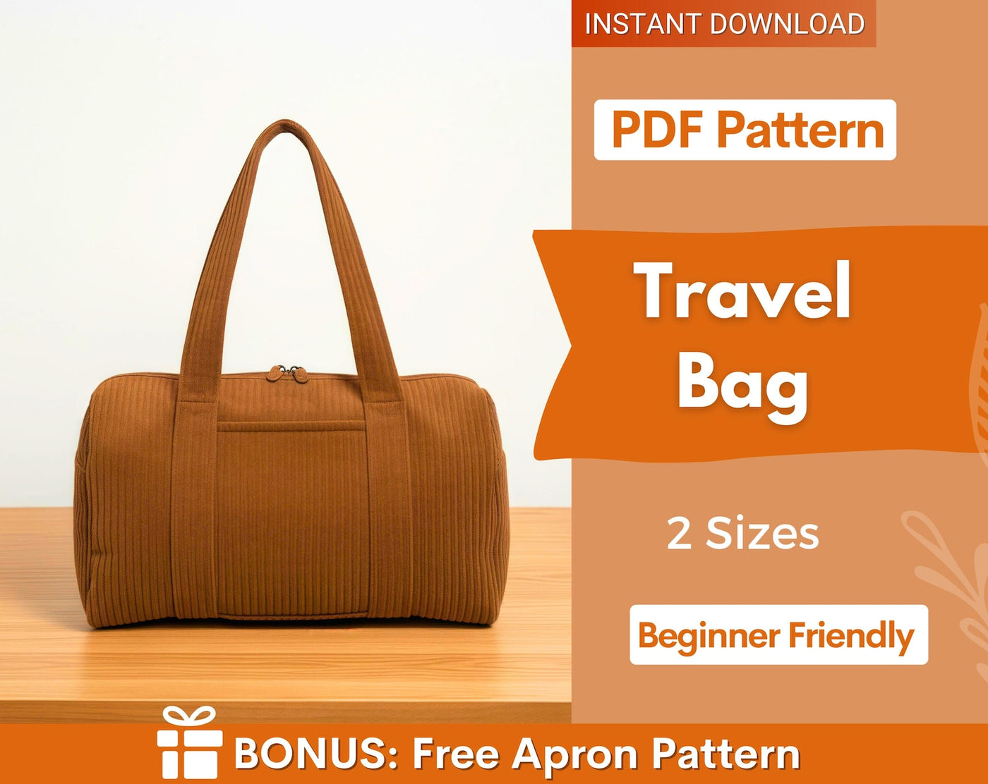 Travel Bag Pattern | Duffle Bag Sewing Pattern | Beginner Pattern | Travel Bag Pattern | Large Bag Pattern | Beginner Bag