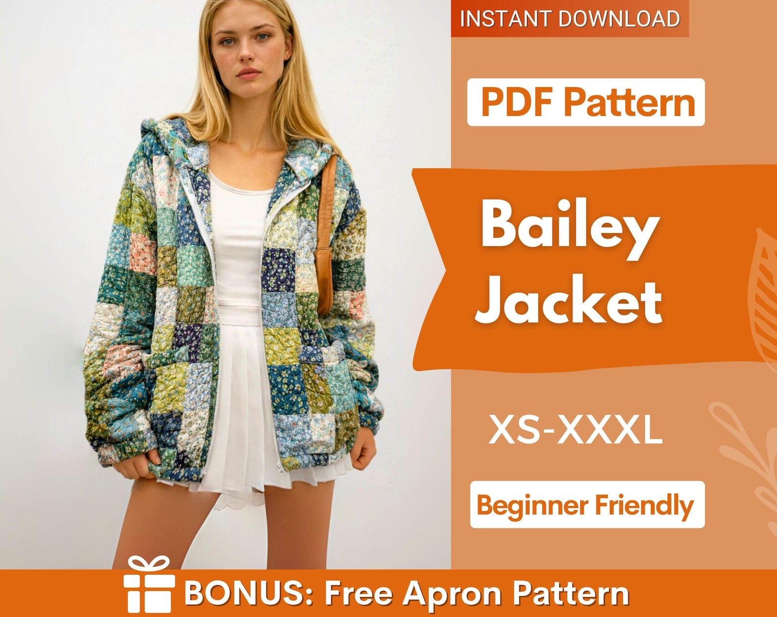 Jacket with Hoodie Sewing Pattern | Coat Pattern | Sewing Patterns | Quilted Jacket Pattern | Hooded Jacket Coat | Women