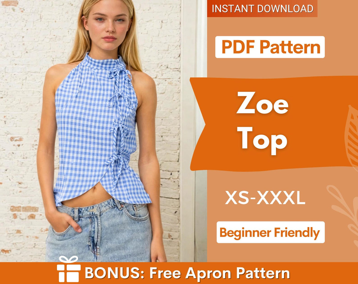 Top Sewing Pattern | Women Vest Pattern | Blouse Pattern | Front Tie Top Pattern | Sewing Patterns for Beginner Top | Peplum