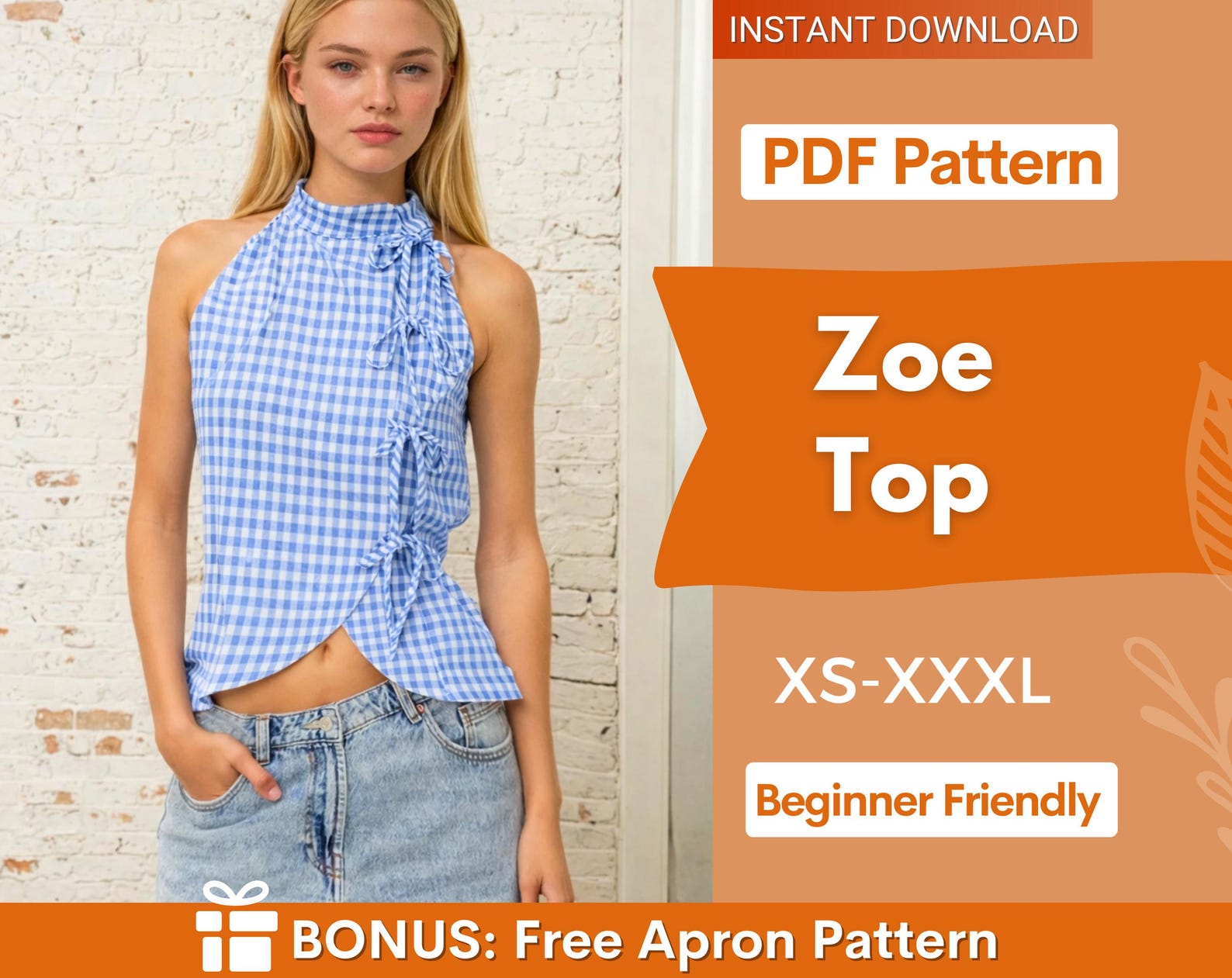 Top Sewing Pattern | Women Vest Pattern | Blouse Pattern | Front Tie Top Pattern | Sewing Patterns for Beginner Top | Peplum