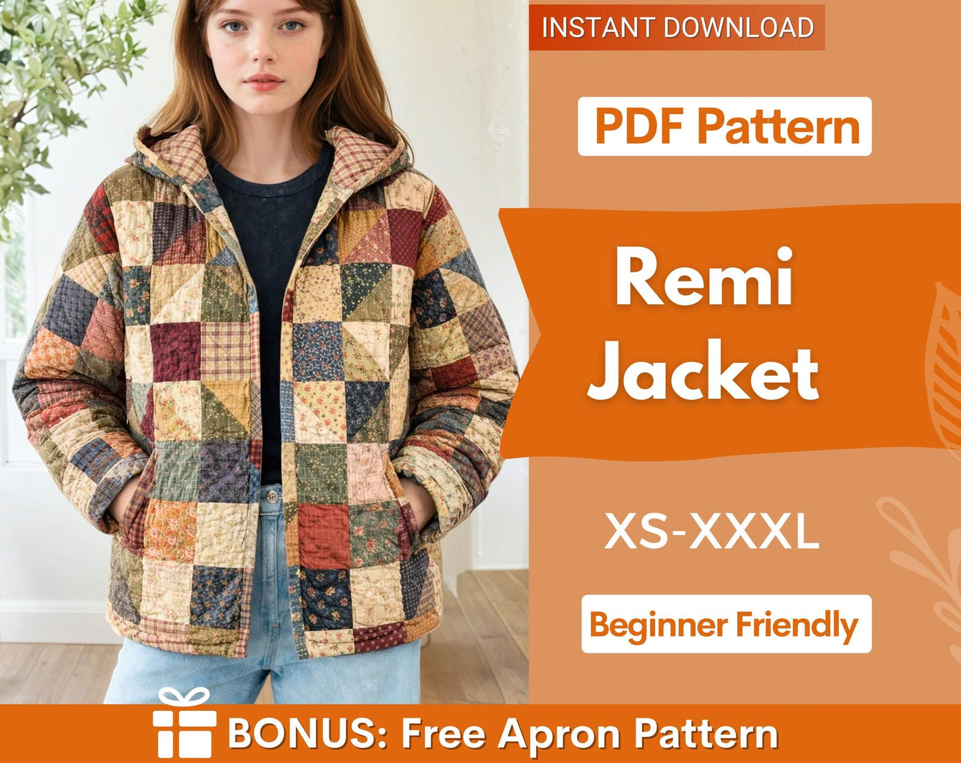 Quilted Jacket with Hoodie Sewing Pattern | Quilted Jacket Pattern | Sewing Patterns | Quilted Sewing Pattern | Hooded Jacket
