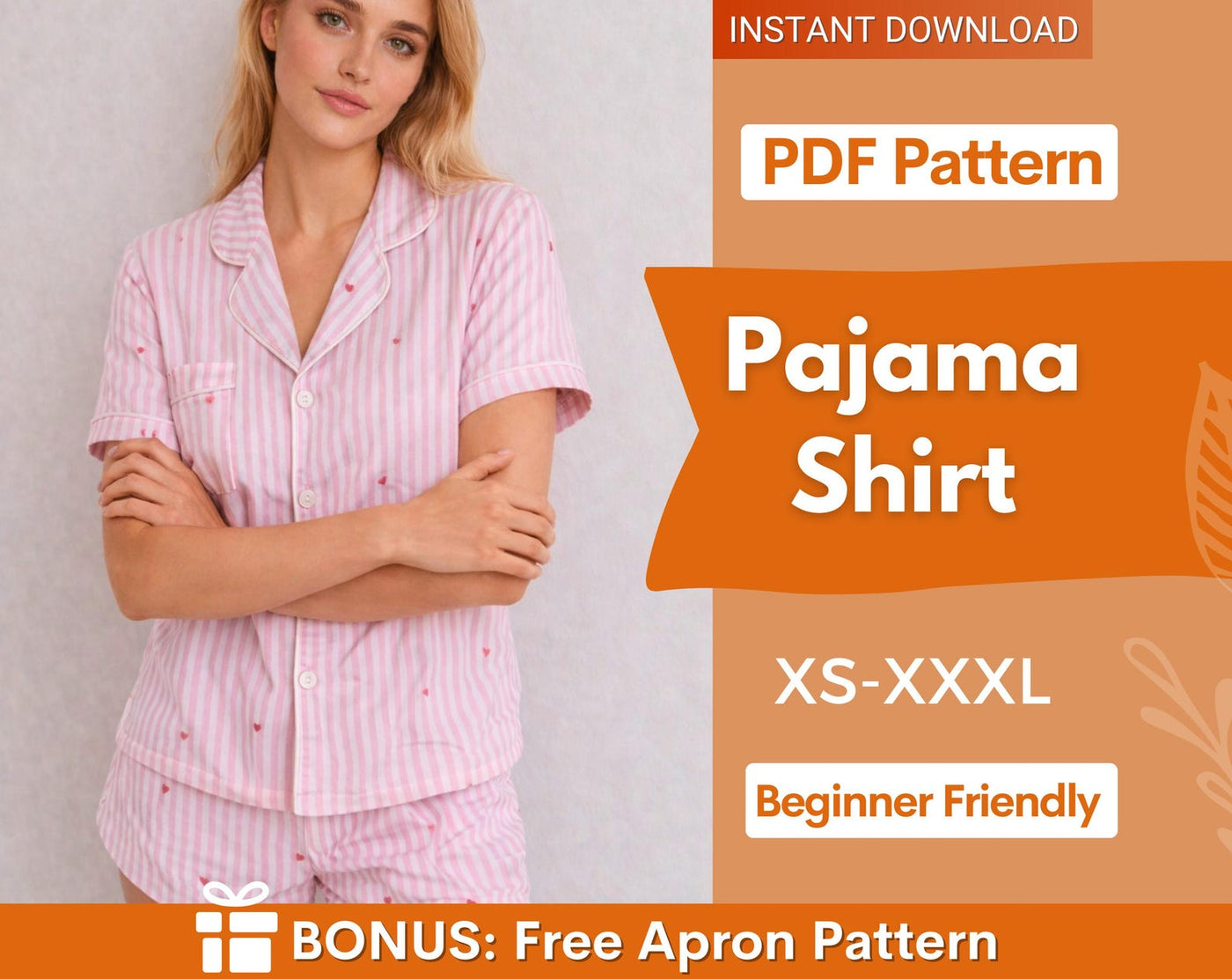 Pajama Sewing Pattern | Pajama Top Pattern | Women Sewing Pattern | Easy Pajama Pattern | Beginner Sewing Pattern Pajama |