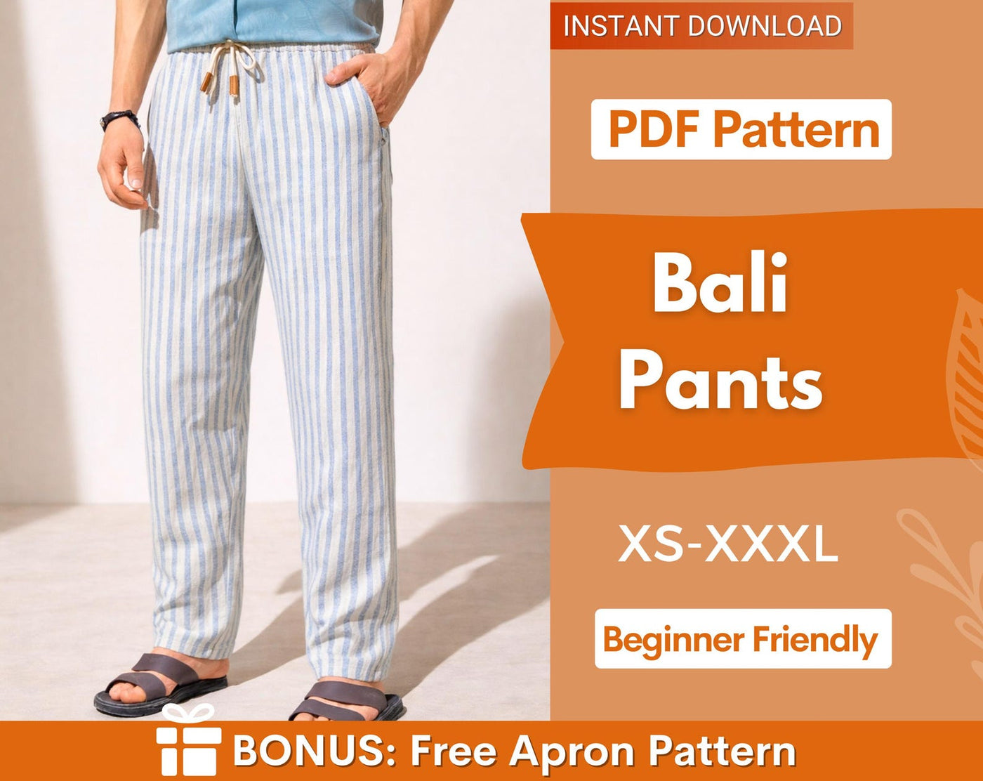 Men Pants Pattern | Linen Pants Pattern | Sewing Pattern for Men | Men Summer Pants | Men's Sewing Pattern | Trousers Sewing