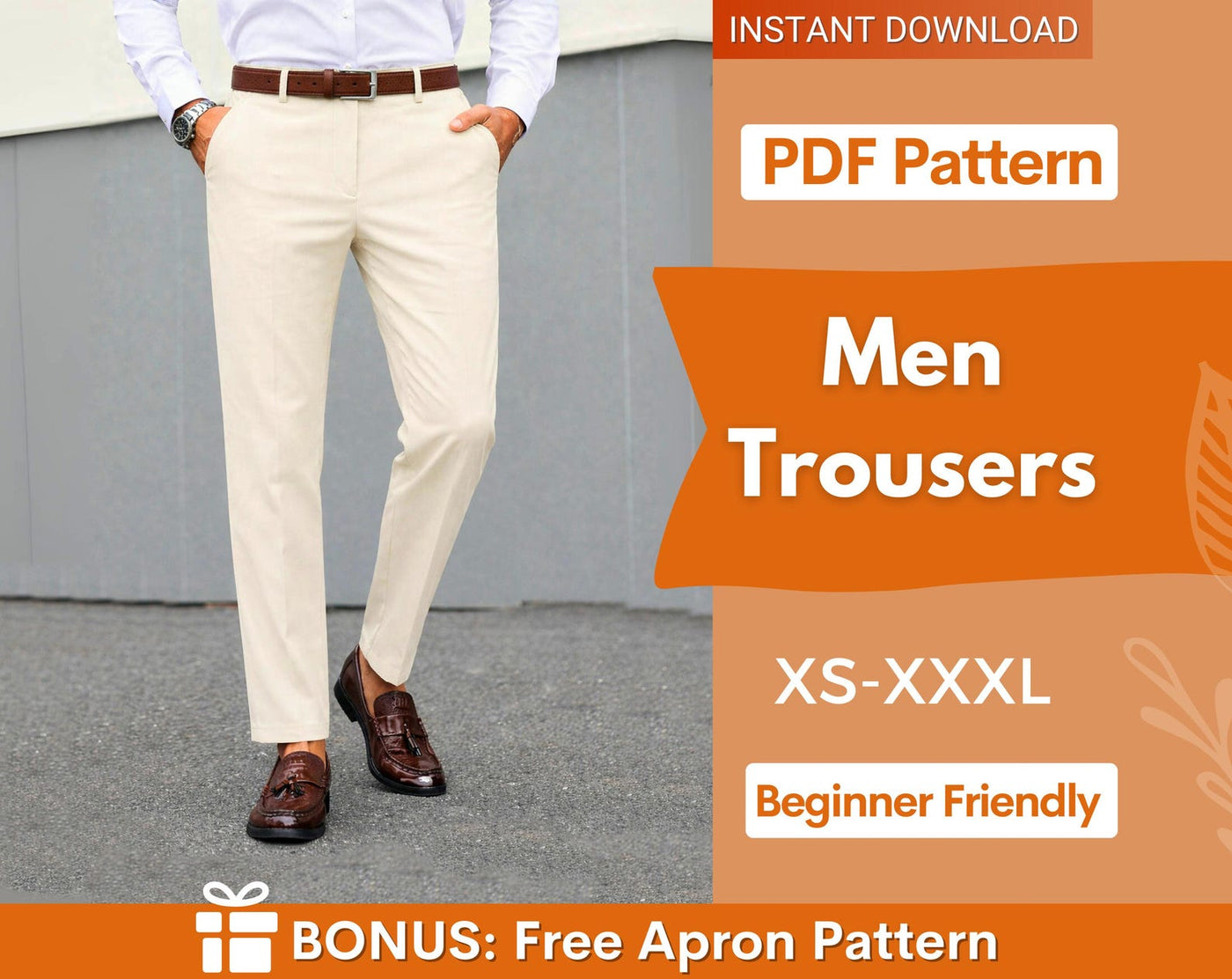Men Pants Sewing Pattern | Men Trousers Pattern | Sewing Pattern for Men, Pants for men, Men's Sewing Pattern, Straight Leg