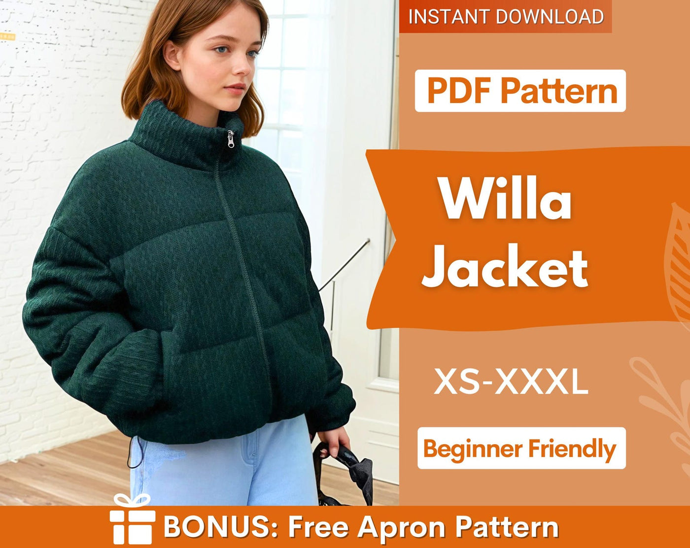 Puffer Jacket Sewing Pattern | Coat Pattern | Sewing Patterns | Jacket Pattern | Women Sewing Pattern Jacket Coat | Jacket