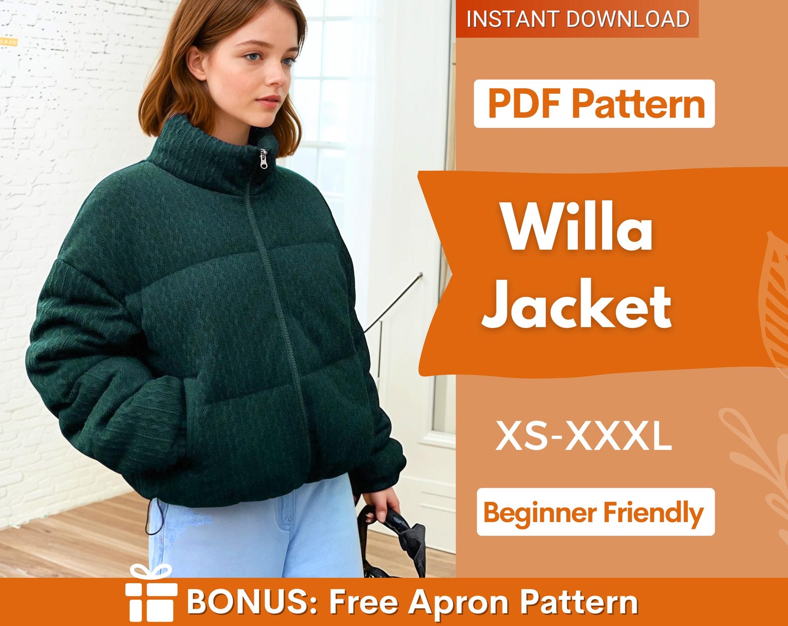 Puffer Jacket Sewing Pattern | Coat Pattern | Sewing Patterns | Jacket Pattern | Women Sewing Pattern Jacket Coat | Jacket