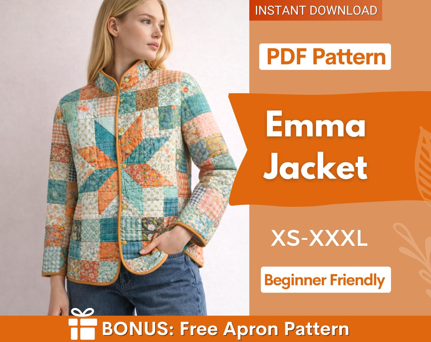 Jacket Sewing Pattern for Women | Coat Pattern | Sewing Patterns | Women Sewing Pattern Patchwork | Beginner Jacket, Quilted