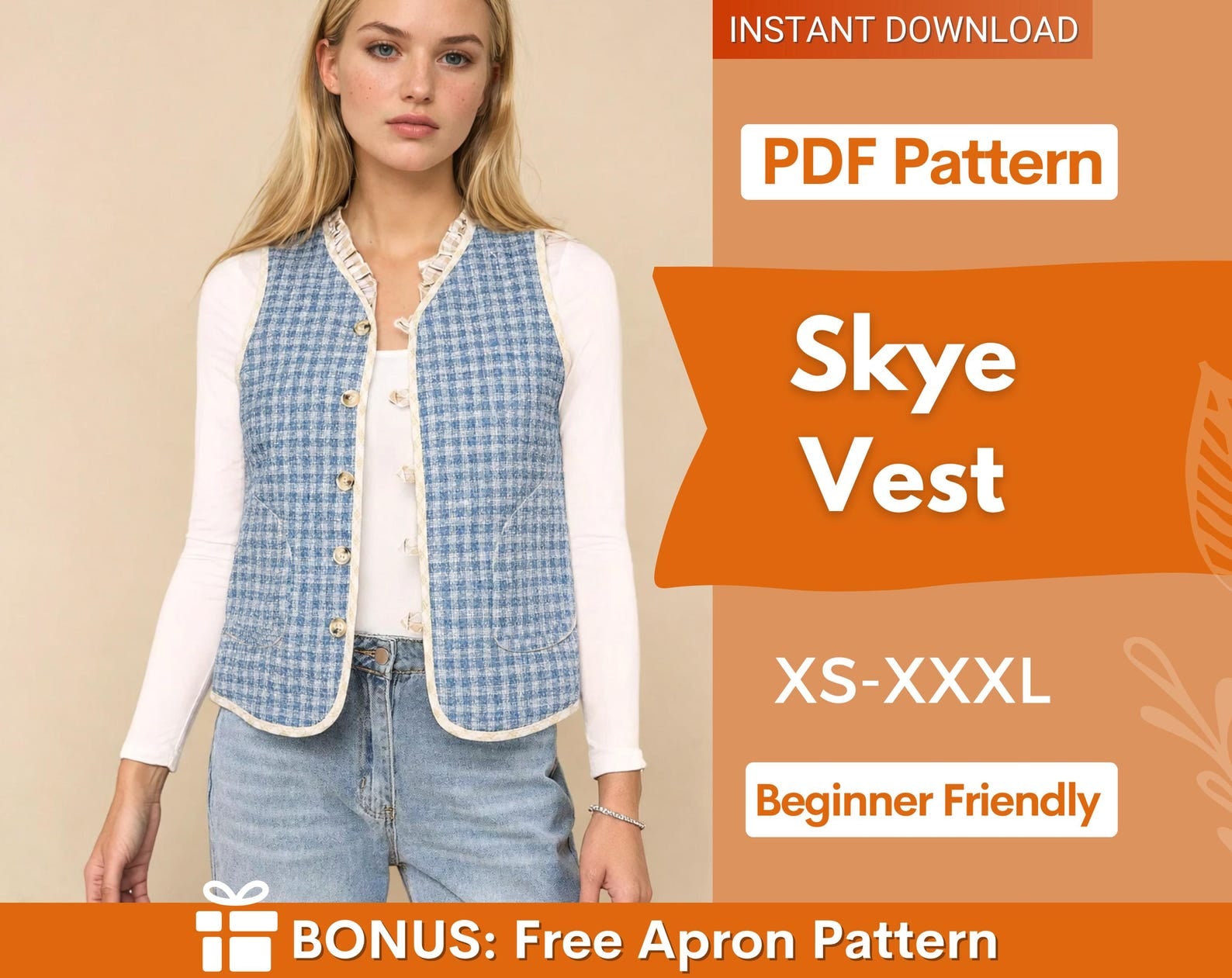 Quilted Vest Sewing Pattern for Women | Vest Pattern | Top Sewing Pattern | Women Sewing Patterns | Quilted Vest | Women