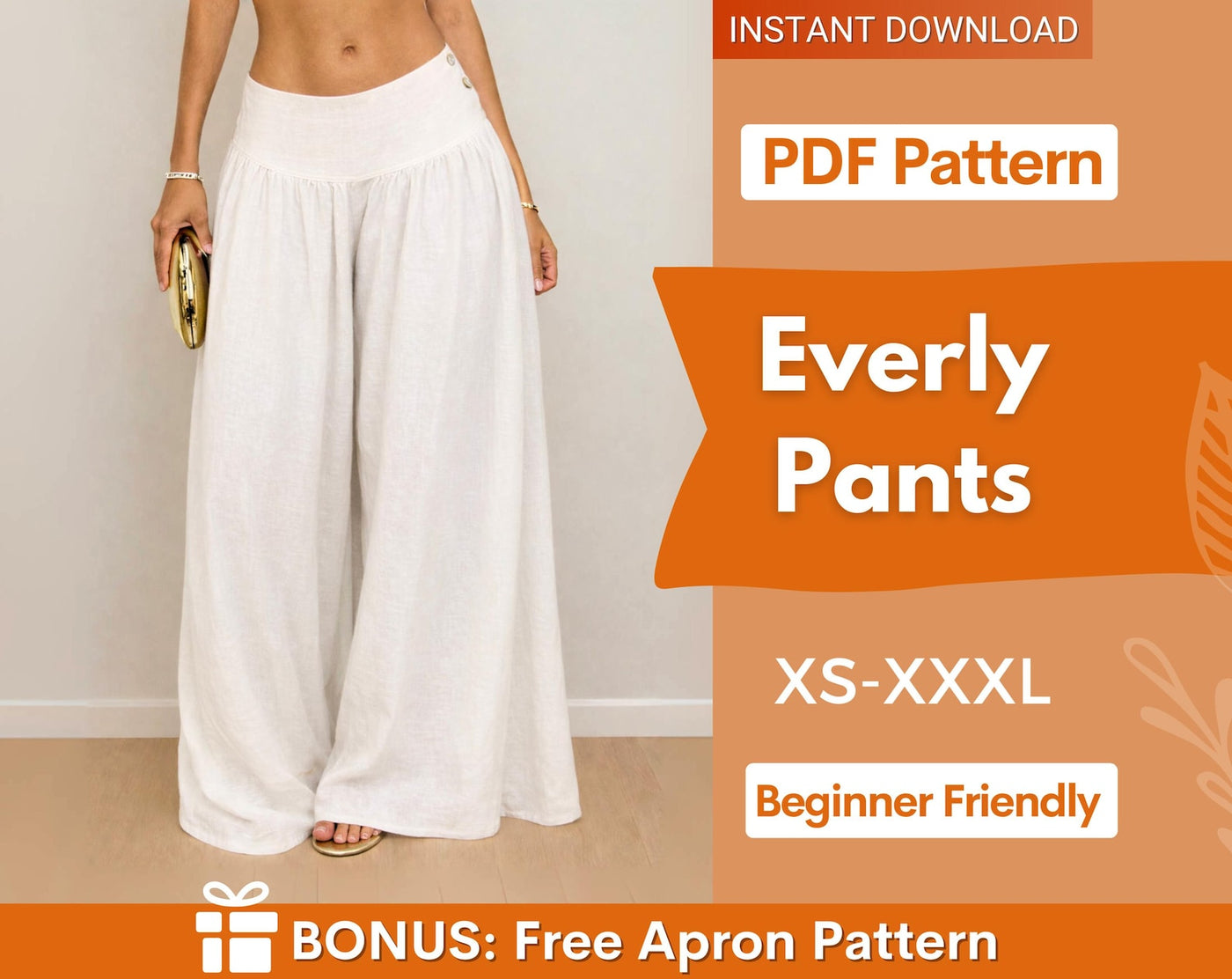 Wide Leg Pants Pattern for Women | Palazzo Pants Sewing Pattern for Women | Pants Pattern | Women Sewing Pattern | Women