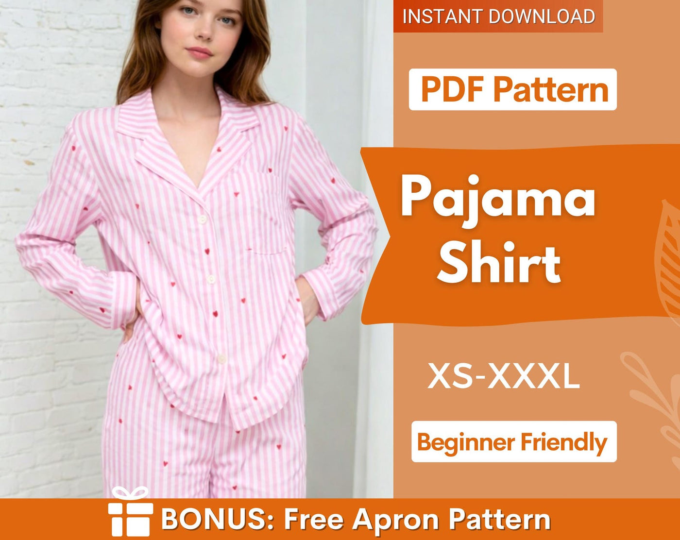Long Sleeve Pajama Shirt Sewing Pattern | Pajama Shirt Pattern | Women Sewing Pattern | Cozy Pajama | Sewing Pattern Pajama |