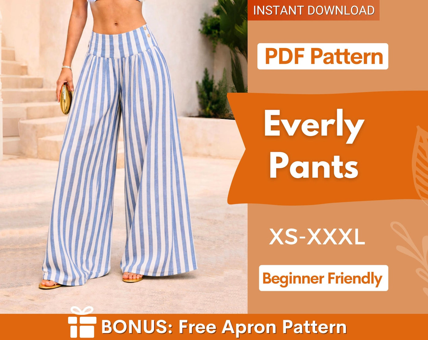 Palazzo Pants Pattern for Women | Wide Leg Pants Sewing Pattern for Women | Pants Pattern | Women Sewing Pattern | Women