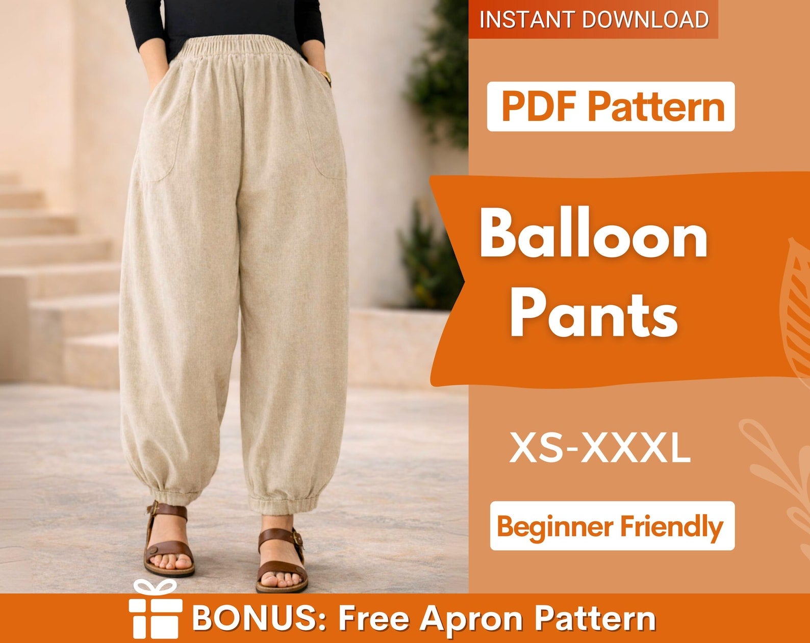 Balloon Pants Sewing Pattern, Barrel Leg Pants Pattern, Wide Leg Pants Sewig Pattern, Women Sewing Pattern Pants, Baggy Pants