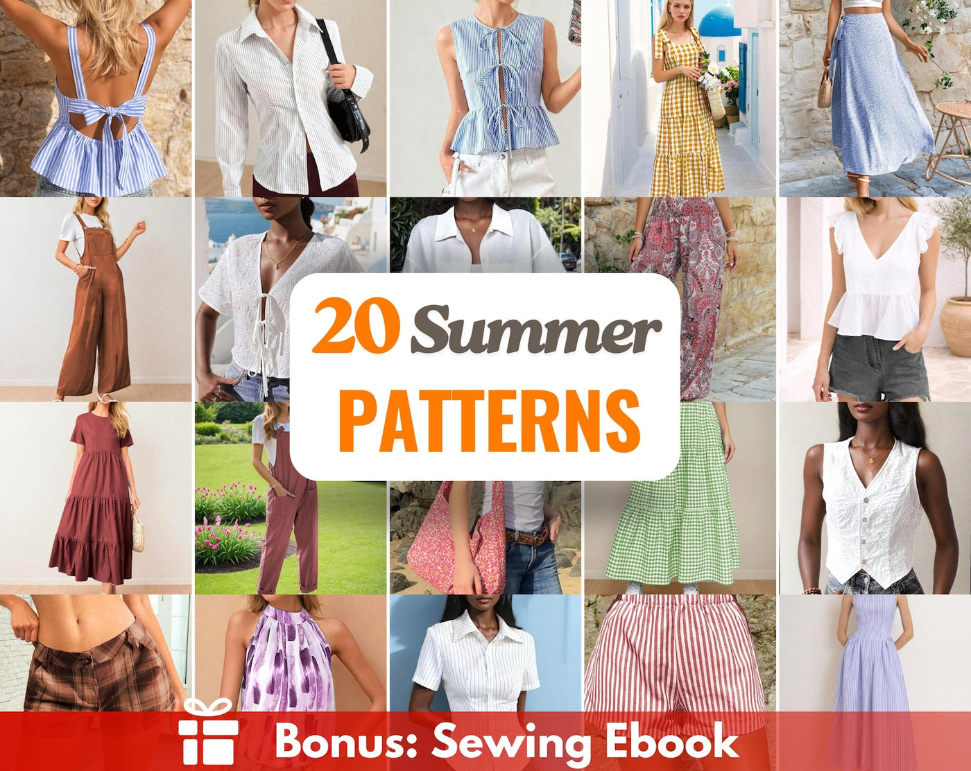 Summer Patterns Bundle +20 | Women Sewing Patterns | Beginner Patterns | Dress Pattern | Pants Patterns | Skirt Pattern |