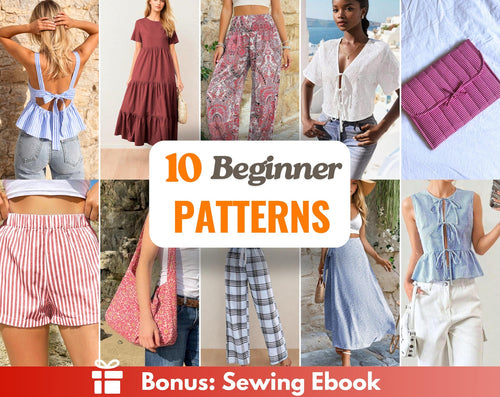 Beginner Sewing Patterns Bundle +10 | Easy Sewing Patterns | Women Sewing Patterns | Beginner Sewing | Dress Top Skirt Pants