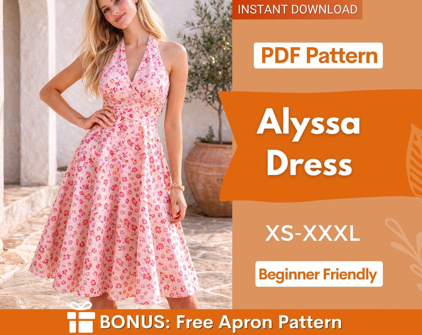 Alyssa Halter Dress Sewing Pattern | Summer Dress Sewing Pattern | Women Pattern | Dress Pattern for Women | Halter Dress |
