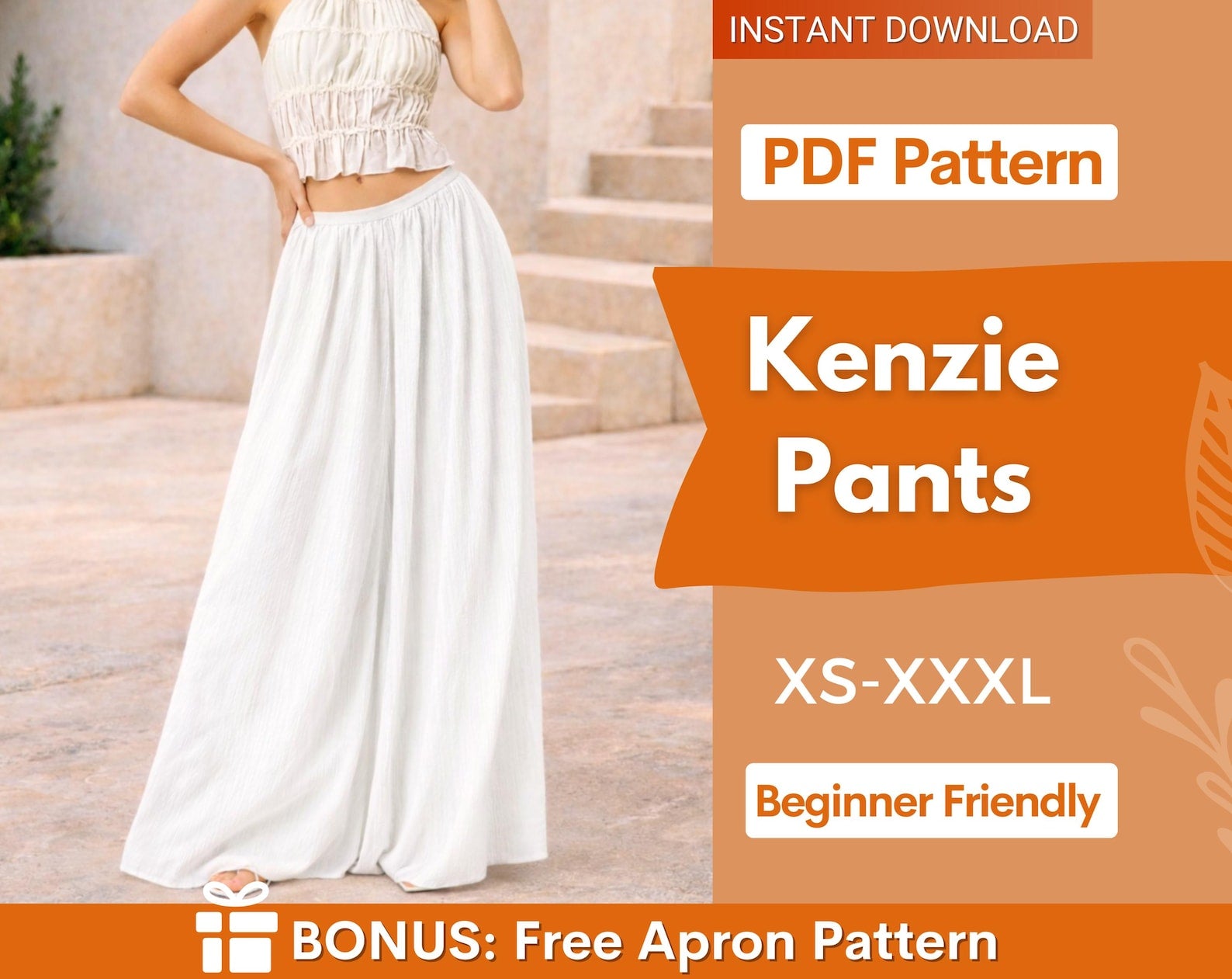 Kenzie Wide Pants Sewing Pattern | Palazzo Pants Sewing Pattern for Women | Pants Pattern | Women Sewing Pattern | Women