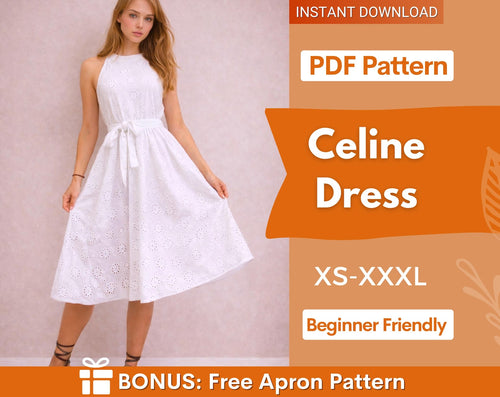 Celine Halter Dress Sewing Pattern | Summer Dress Pattern | Sewing Patterns | Women Patterns | Prom Dress | Sleeveless Dress