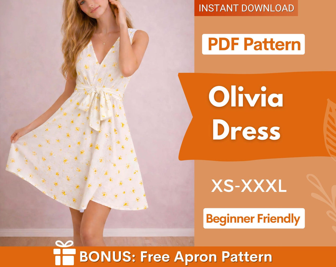 Olivia Dress Sewing Pattern | Womens Dress Pattern | Summer Dress Pattern | Sleeveless Dress | Prom Dress | Sewing Pattern