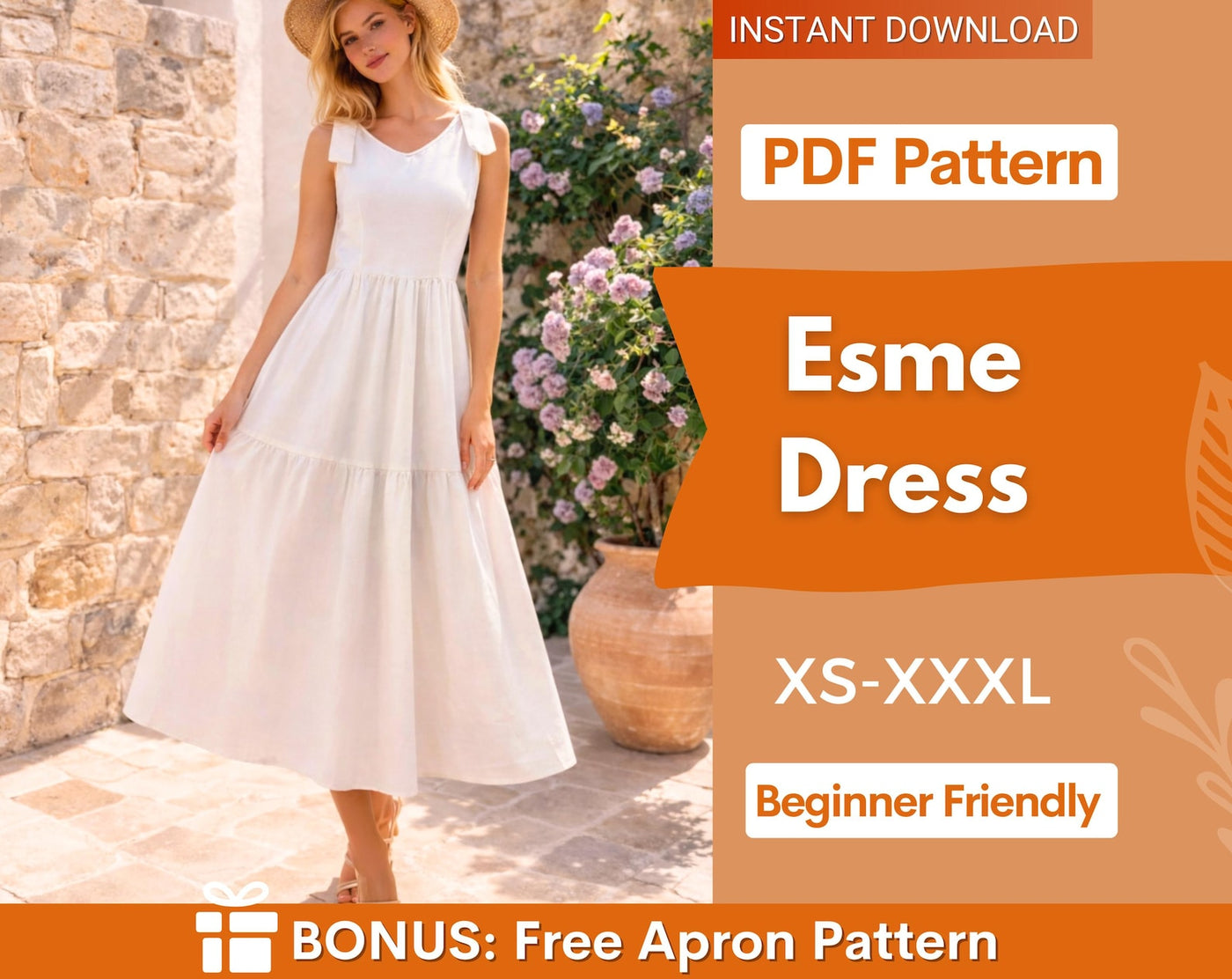 Summer Dress Sewing Pattern | Dress Pattern | Sewing Patterns | Women Patterns | Tiered Dress | Summer Dress | Beginner