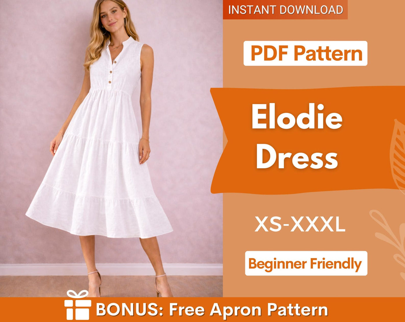 Elodie Dress Pattern | Dress Sewing Pattern | Sewing Pattern for Women | Tiered Dress | Sleeveless Dress | Beginner Sewing