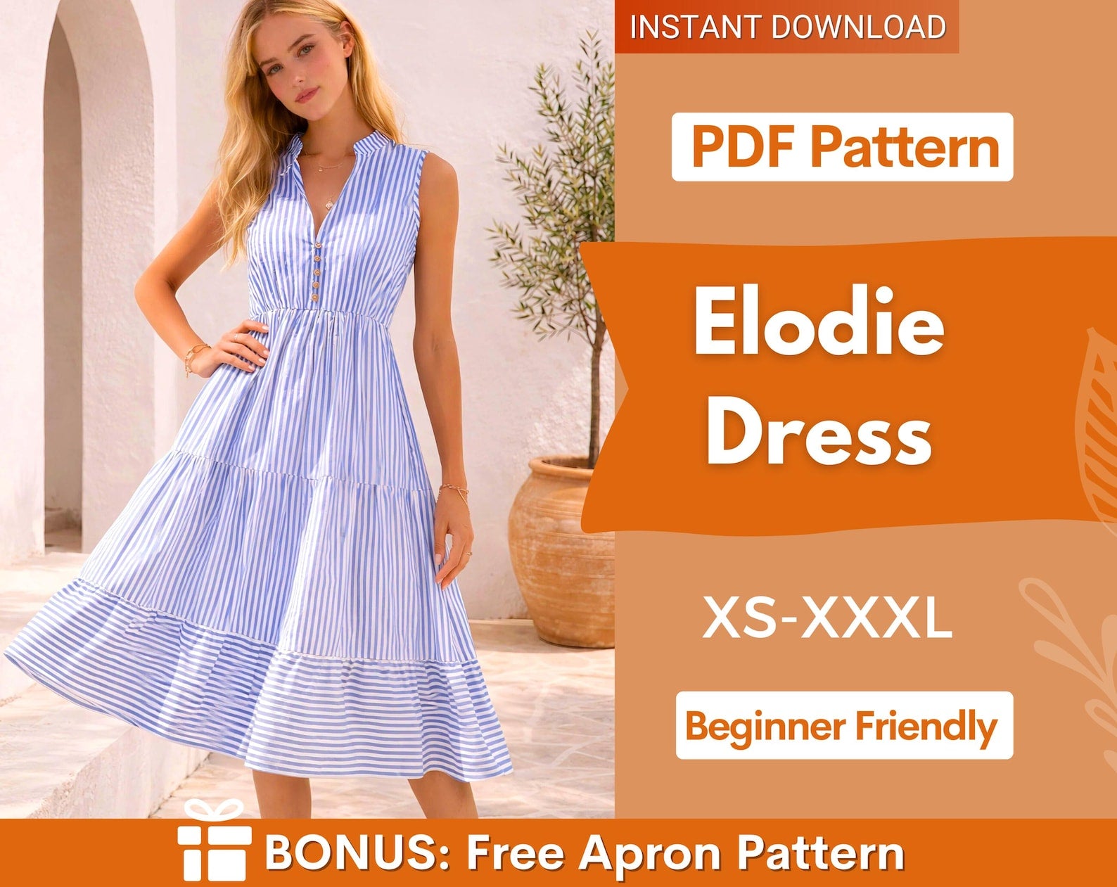 Elodie Dress Sewing Pattern | Dress Pattern | Sewing Pattern for Women | Tiered Dress | Sleeveless Dress | Beginner Sewing