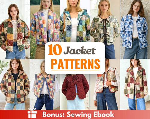 10 Jacket Sewing Patterns | Women Sewing Patterns | Jacket Sewing Pattern | Vest Pattern | Patchwork Patterns | Quilted Coat