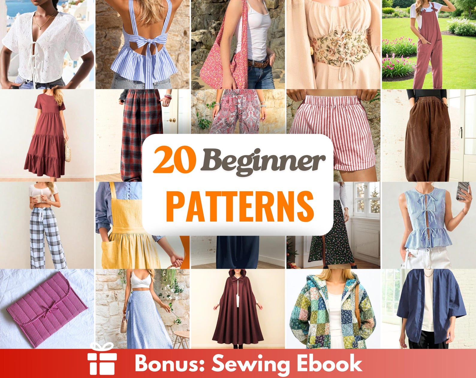 Beginner Sewing Patterns Bundle +20 | Easy Sewing Patterns | Women Sewing Patterns | Beginner Sewing | Dress Top Skirt Pants