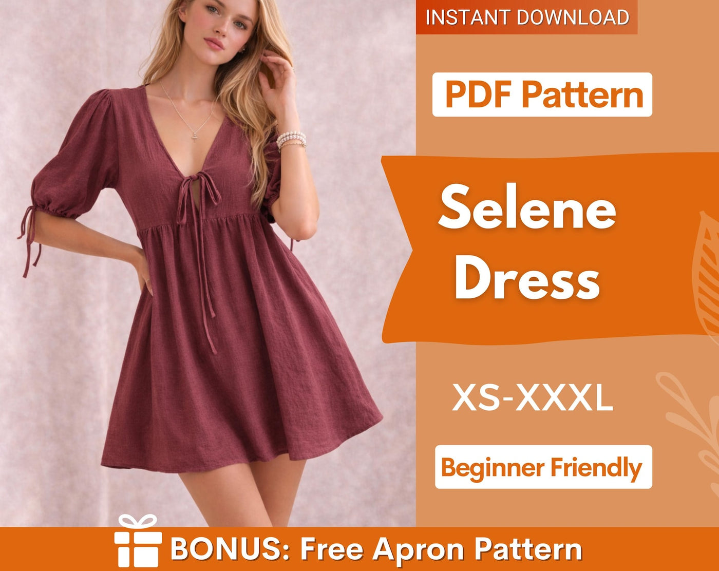 Selene Dress Sewing Pattern | Dress Pattern | Women Sewing Pattern | Midi Dress | Sewing Patterns for Women, Sewing Patterns