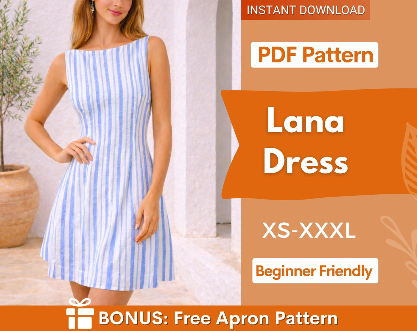 Lana Dress Sewing Pattern | Boat Neck Dress Sewing Pattern | Sewing Patterns | Women Patterns | Summer Dress | Women Mini