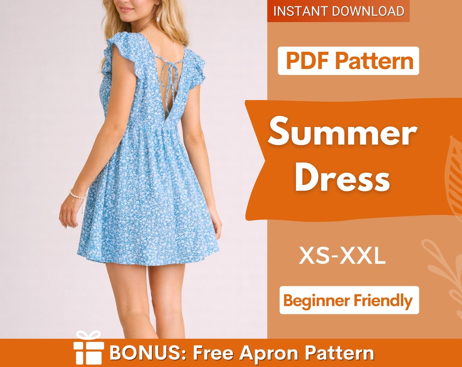 Summer Dress Sewing Pattern | XS-XXL | Summer dress pattern | Easy Dress Pattern | Women Dress Pattern | Dress for women PDF