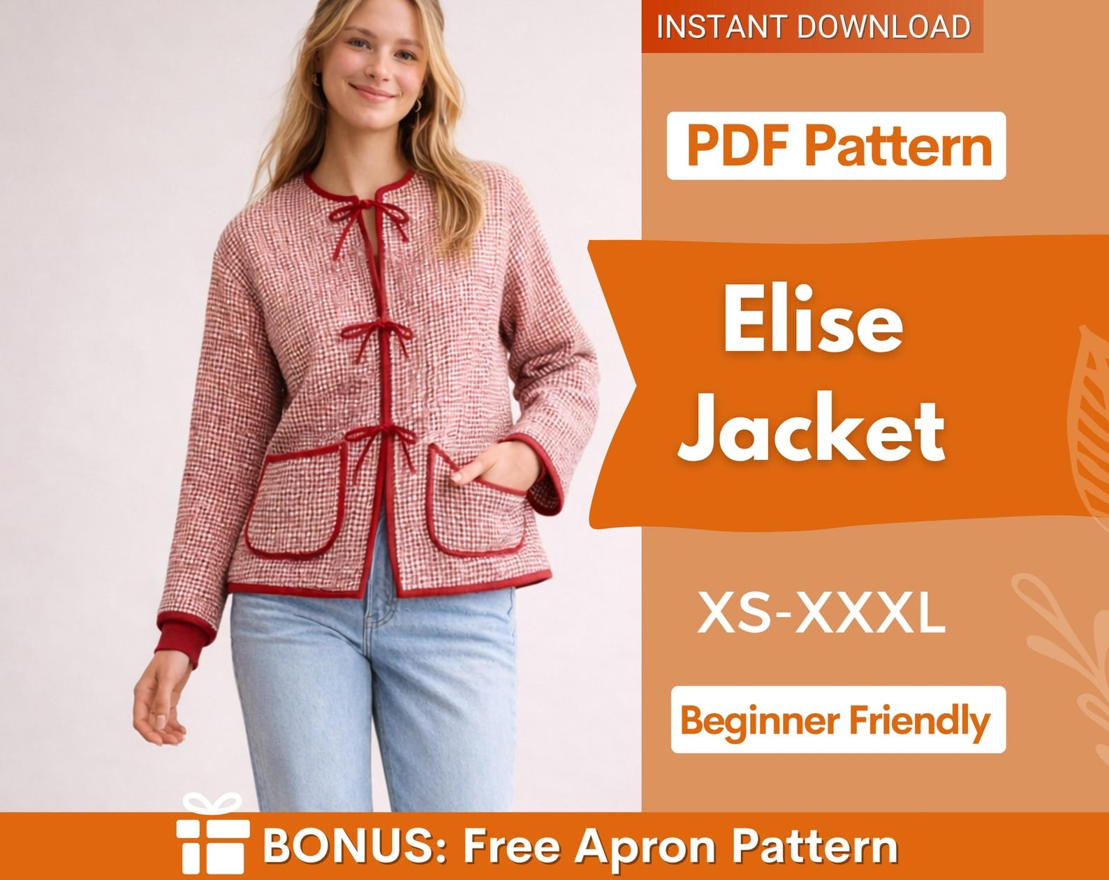 Elise Jacket Sewing Pattern | Coat Pattern | Sewing Patterns | Jacket Pattern | Women Sewing Pattern Jacket Coat | Beginner