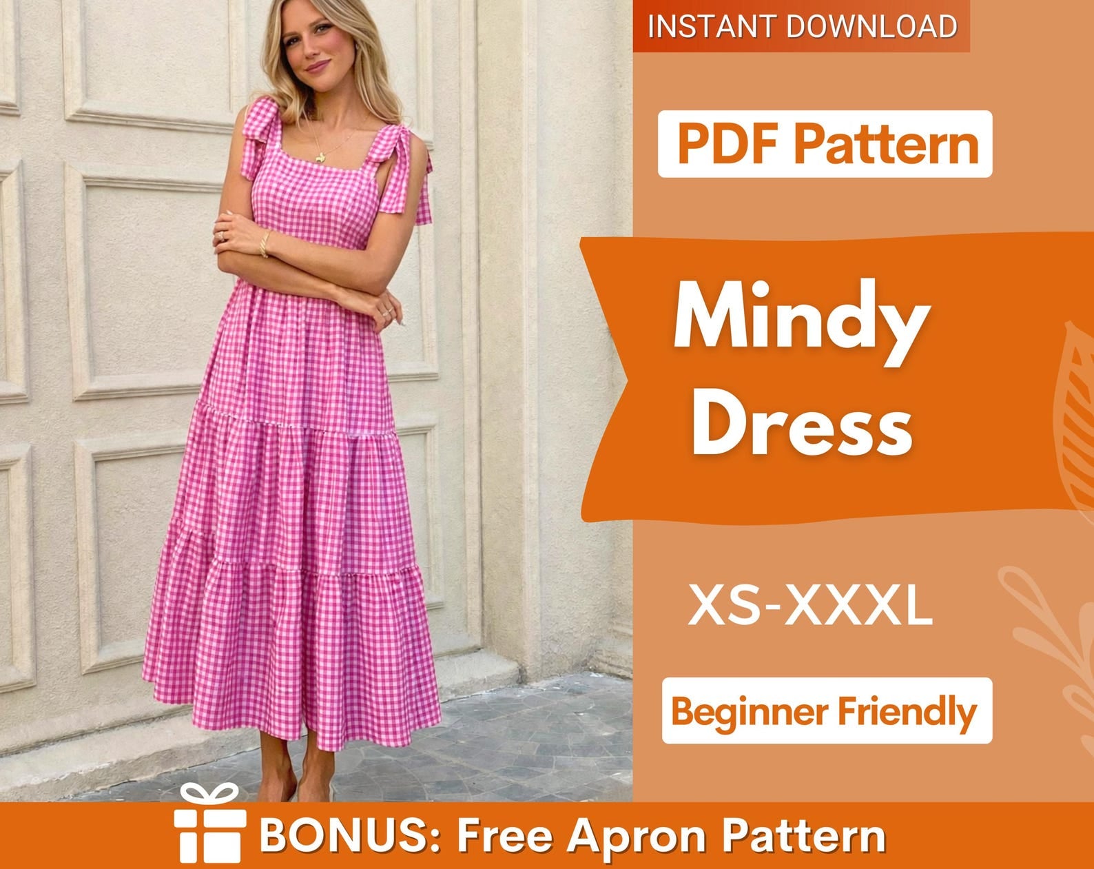 Mindy Dress Sewing Pattern | Shoulder Tie Dress Pattern | Maxi Dress | Gathered Dress Pattern | Tiered Dress Pattern Women