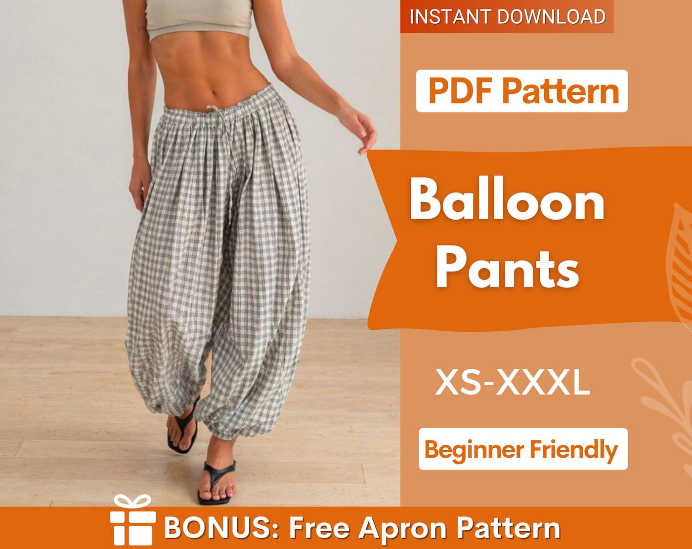 Balloon Pants Sewing Pattern, Barrel Leg Pants, Wide Leg Pants Sewig Pattern, Women Sewing Pattern Pants, Baggy Pants